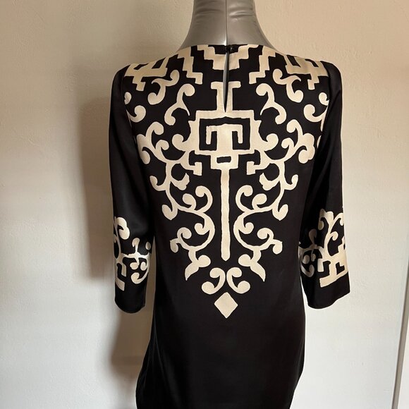 Tibi 100% Silk dress, Black with ecru pattern, size 4 - Picture 2 of 9